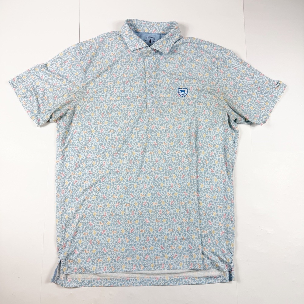Johnnie O Men's Top Shel Cocktail Pattern Blue Golf Polo Shirt Large